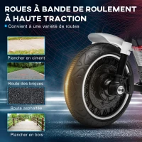 HOMCOM Moto électrique pour enfants 3 km/h 6V avec phare LED 2 roues d'entraînement de 18 à 36 mois avec moteur puissant blanc(m-6)