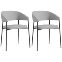 HOMCOM Ensemble de 2 chaises de salle à manger en tissu aspect lin minimaliste pieds en acier 59 x 56 x 78 cm gris clair(m-10)