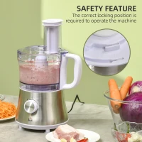 HOMCOM Food Processor with 1L Bowl, 1.5L Blender, Knife Blades, Reversible Slicing and Grating Discs, Adjustable Speed and Pulse, 500W(m-6)