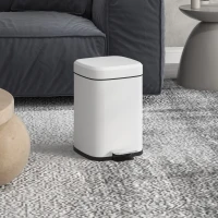 HOMCOM Poubelle de cuisine 12L avec couvercle à fermeture douce et pédale, seau intérieur amovible, 24,5 x 32 x 36,5 cm, blanc(m-2)