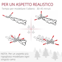 HOMCOM Albero di Natale Artificiale da 195 cm con 1838 Rami con Base in Acciaio per Interni, Verde(m-7)