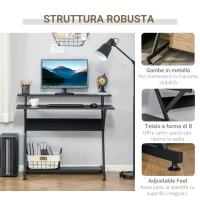 HOMCOM Tavolo Porta PC Salvaspazio con Ripiano Monitor Rialzato, 100x60x85.5cm, Legno - Nero(m-5)