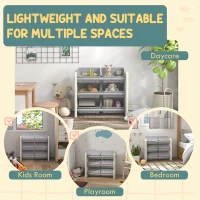 AIYAPLAY 3 Tier Kids Toy Storage Units with 6 Storage Boxes, 76 x 37 x 60cm, Grey(m-6)