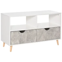 HOMCOM TV Stand Cabinet for TVs up to 42", Modern TV Unit with Shelf, Drawers and Storage Cabinet, Entertainment Center for Living Room, Grey(m-1)