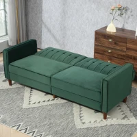 HOMCOM Velvet-Feel Three-Seater Sofa Bed - Green(m-7)