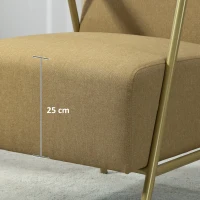 HOMCOM Poltrona Moderna in Tessuto Effetto Lino per Soggiorno e Camera da Letto, 62x81x92 cm, Marrone e Oro(m-7)