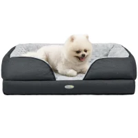 PawHut Calming Dog Bed Pet Mattress w/ Removable Cover, Anti-Slip Bottom, for Small Dogs, 70L x 50W x 18Hcm - Charcoal Grey(m-1)