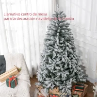 HOMCOM Árbol de Navidad Artificial Nevado 180 cm con 796 Ramas y Soporte de Metal Árbol Navideño Nevado para Interior Verde(m-4)