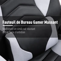 Homcom Fauteil de Bureau Massant et Chauffant Blanc 68 x 69 x 117 cm(m-4)