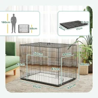 PawHut Cage caisse de transport pliante pour chien poignée, plateau amovible, coussin fourni 91 x 62 x 68 cm noir(m-3)