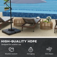 Outsunny Umbrella Weights for Cantilever Parasols, Set of 4 Heavy Duty Parasol Base Weights, 64kg Sand or 55kg Water Filled, Black(m-6)