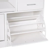 HOMCOM Scarpiera Moderna con Panca Imbottita per 12 Paia di Scarpe, Mobile da Ingresso con Scarpiera, Legno, Elegante, Capiente, 94,5x57x30 cm, Bianco(m-7)