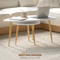 HOMCOM Set of Two Scandinavian-Style Coffee Tables - White(m-6)