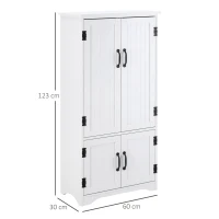 HOMCOM Accent Floor Storage Cabinet Kitchen Cupboard with Adjustable Shelves and 2 Lower Doors, White(m-3)