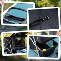 PawHut Passeggino per Cani Pieghevole con Cestino e Portabicchiere, Peso Max. 10 kg, 75x45x97cm, Nero(m-8)