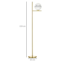 HOMCOM Lampadaire lampe à pied en métal avec abat-jour câble de 180 cm avec interrupteur à pied 30 x 25 x 159 cm or blanc(m-3)