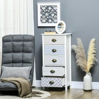 HOMCOM Slim Storage Cabinet Organiser, Chest of Drawers, 5-Drawer Dresser with Metal Handle for Living Room, Bedroom, Purple(m-10)