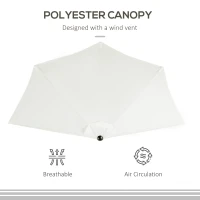 Outsunny 2.7m Garden Half Parasol, Outdoor Balcony Umbrella with 5 Steel Ribs, Patio Sun Shade, Cream White(m-7)