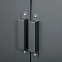 HOMCOM Armoire de bureau à 3 niveaux, meuble de rangement bureau métallique avec 2 portes et étagères réglables, armoire à dossiers pour le bureau à domicile, le garage, gris(m-8)