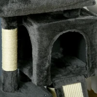 PawHut Cat Tree for Indoor Cats 81cm Cat Scratching Post Scratch Board Kitten Tower Climbing Frame Black(m-9)