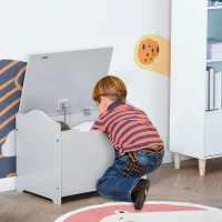 HOMCOM Wooden Kids Toy Box Children Storage Organizer Chest Safety Hinge Playroom Furniture Grey(m-2)