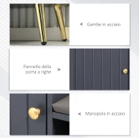HOMCOM Mobile Scarpiera da Ingresso con Seduta Imbottita e Armadietto per 4 Paia di Scarpe, 80x33x49cm, Grigio(m-6)