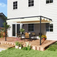 Outsunny 4 x 3 m Pergola, with Sliding Canopy - Cream(m-2)