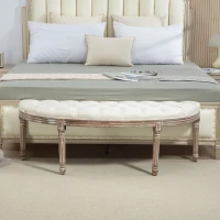 HOMCOM Half Circle Padded Bed End Bench - Cream White(m-9)