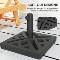 Outsunny Garden Parasol Base, 15kg HDPE Outdoor Umbrella Stand Parasol Stand with Cut-Out Design, Sun Umbrella Base for 32, 38, 48 mm Poles, Black(m-6)