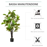 HOMCOM Ficus Artificiale per Interni ed Esterni, Pianta Artificiale Realistica con 78 Foglie, 130cm(m-5)