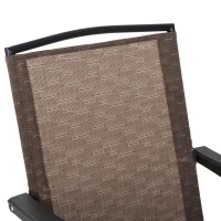 Outsunny Ensemble de Jardin 3 pièces 2 chaises inclinables Multi-Positions Pliables + Table Ronde Verre trempé métal textilène Chocolat(m-8)