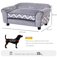 PawHut Divano Poltrona Lounge Cani Animali Domestici Portata 15kg 73.5×41×33cm(m-3)