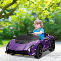 AIYAPLAY 12V Lamborghini Autentica Licensed Kids Electric Car with Remote Control, Four Suspension Wheels, Soft Start, Purple(m-2)