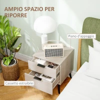 HOMCOM Set 2 Comodini Stile Nordico con Cassetto e Base Rialzata, in Legno, 40x40x50 cm, color Quercia(m-5)
