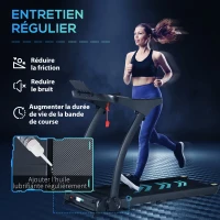 HOMCOM Tapis de course électrique pliable 1-14 km/h 550 W tapis roulant écran LED support de téléphone bande extra-large antidérapant acier PP ABS 153 x 77 x 124 cm noir(m-8)