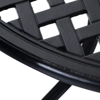 Outsunny 85cm Round Garden Table with Umbrella Hole, Aluminium Grid Motif Outdoor Dining Table for Garden Patio, Black(m-9)