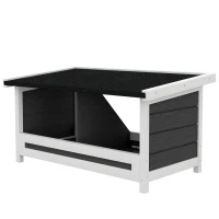 PawHut Nido per Galline a 2 Aree con Base Rialzata e Tetto, in Legno e Bitume, 66x37x34 cm, Grigio Bianco e Nero(m-9)