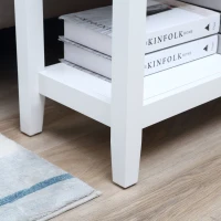 HOMCOM Mesa Auxiliar con Tapa Abatible Estante y Orificio para Cables para Salón Cama Dormitorio 60,5x32,5x70 cm Blanco(m-8)