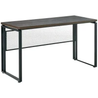 HOMCOM Computer Desk, Industrial Work Desk for Home Office, Study, Bedroom, Workstation with Metal Frame, 135 x 60 x 75cm, Walnut and Black(m-11)