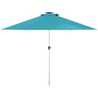 Outsunny 3m Parasol, with Solar-Powered LED Lights - Blue(m-11)