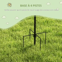 PawHut Station d'alimentation mangeoir à oiseaux sur pied 6 crochets 4 mangeoires suspendues pour cacahuètes graines boules de graisse noir(m-6)