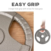 HOMCOM Set of 6 Cast Iron Olympic Weight for 2"/5cm Hole Dumbbell Handle Bar 35kg Dumbbell Plates Barbell Weight 2 x 5kg, 2 x 2.5kg, 2 x 10kg(m-5)