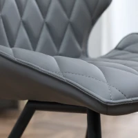 HOMCOM Set of 4 Dining Chairs, Kitchen Chairs with Metal Legs, PU Leather Seat and Backrests, Grey(m-9)