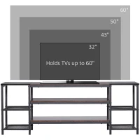 HOMCOM TV Unit Cabinet for TVs up to 60 Inches, Industrial TV Stand with Storage Shelves for Living Room, Brown and Black(m-7)