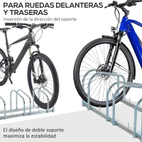 HOMCOM Soporte para Aparcar 3 Bicicletas Aparcamiento 3 Bicicletas para Suelo y Pared Garaje Almacenamiento Acero 70,5x33x27cm Plata(m-6)