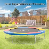 HOMCOM Copertura Tappeto Elastico Ø305x1.5 cm Pieghevole e Portatile, Protezione Trampolino da Giardino in Plastica, PE e Schiuma EPE, Rosso, Blu e Giallo(m-2)