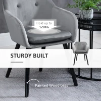 HOMCOM Dining Chairs Set of 2 Modern Upholstered Fabric Velvet-Touch Leisure Chairs with Backrest and Armrests, Lounge Reception Chairs for Home Office Kitchen Counter, Grey(m-5)