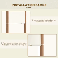 Outsunny Toile de rechange pergola rétractable de 5 x 2,4 m pour pergola de 3 x 3 m tissu polyester beige(m-6)