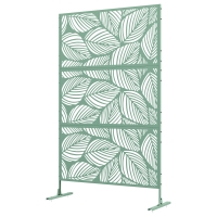 Outsunny Panneau brise vue décoratif paravent extérieur vert à motif végétal en métal - 122 x 45 x 198 cm, vert