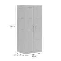 HOMCOM Double Paneled Door Wardrobe, with Shelves - Grey(m-3)